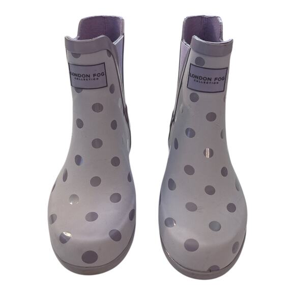 London Fog Women's Piccadilly Rain Boot Lilac Dots Size 8 Rubber Waterproof - Picture 2 of 9